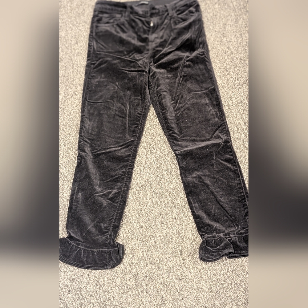 J Brand  Ruby Women High Rise Crop Cigarette Velour Pants Black Sz 27